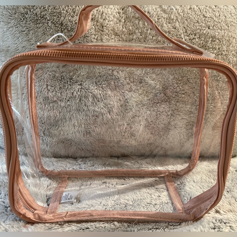 Women’s Clear Travel - Cosmetic Bag Set in Blush Leopard. 3 Piece - Picture 4 of 16